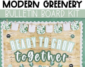 Modern Greenery Back to School Bulletin Board Kit, Easy and Modern Classroom Decorations