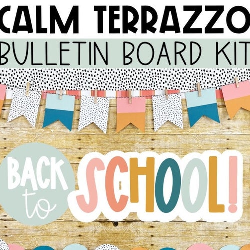 Calm Terrazzo Classroom Door Decor Kit Back to School Easy Etsy