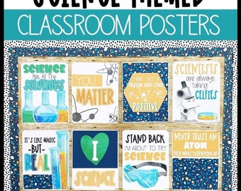 Science Classroom Posters, Easy and Modern STEM Classroom Decorations, Text Editable Posters