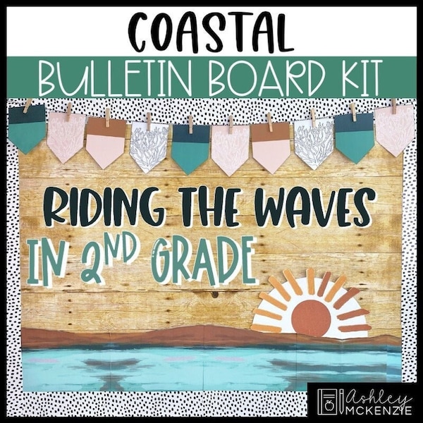 Coastal Back to School Bulletin Board or Classroom Door Decor, Easy and Modern Classroom Decorations