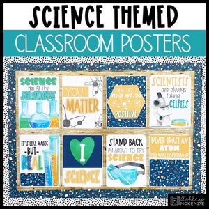 Science Classroom Posters, Easy and Modern Classroom Subject Decorations, Text Editable Posters