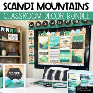 Scandi Mountains Classroom Decor Bundle, Easy and Modern Classroom Decorations