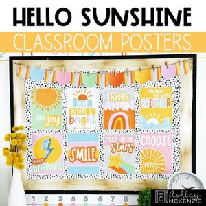 Sunshine Themed Classroom Posters, Easy and Modern Classroom Decorations, Text Editable Posters