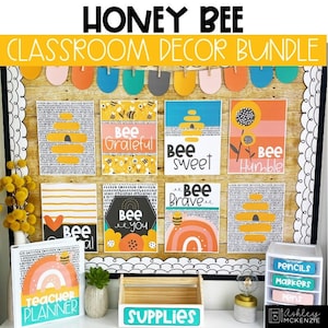 Honey Bee Classroom Decor Bundle, Easy and Modern Classroom Decorations
