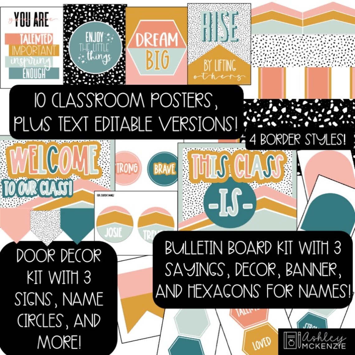 Calm Terrazzo Back to School Classroom Decor Bulletin Board Etsy