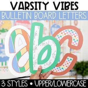 Sports Bulletin Board Letters, Punctuation, and Numbers, Varsity Vibes Sports Theme Classroom Back to School Bulletin Board Ideas