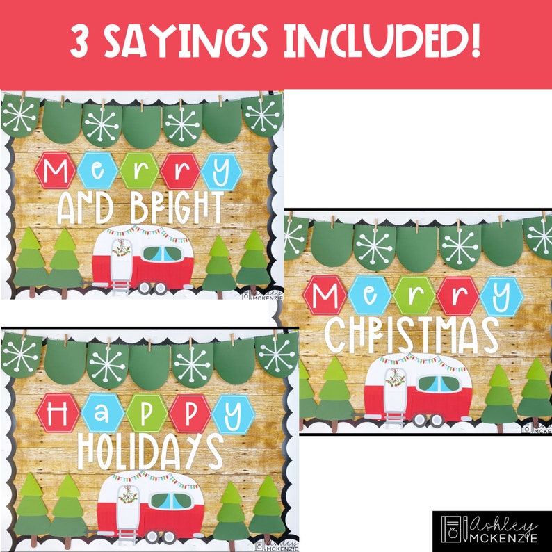 Christmas Bulletin Board or Classroom Door Decor, Camper Theme, Easy Holiday Classroom Decorations image 5