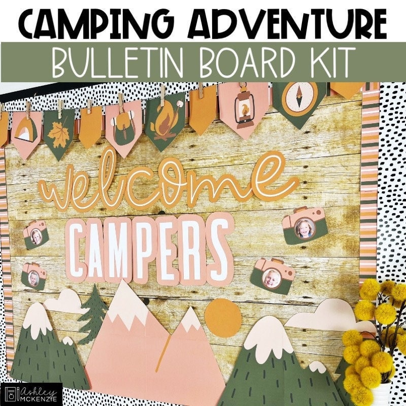 Camping-Thema Pinnwand-Set – 62-teilig Mit Bergen, Zelt, Lagerfeuer – Deko Für Klassenzimmer, Büro, Schule
