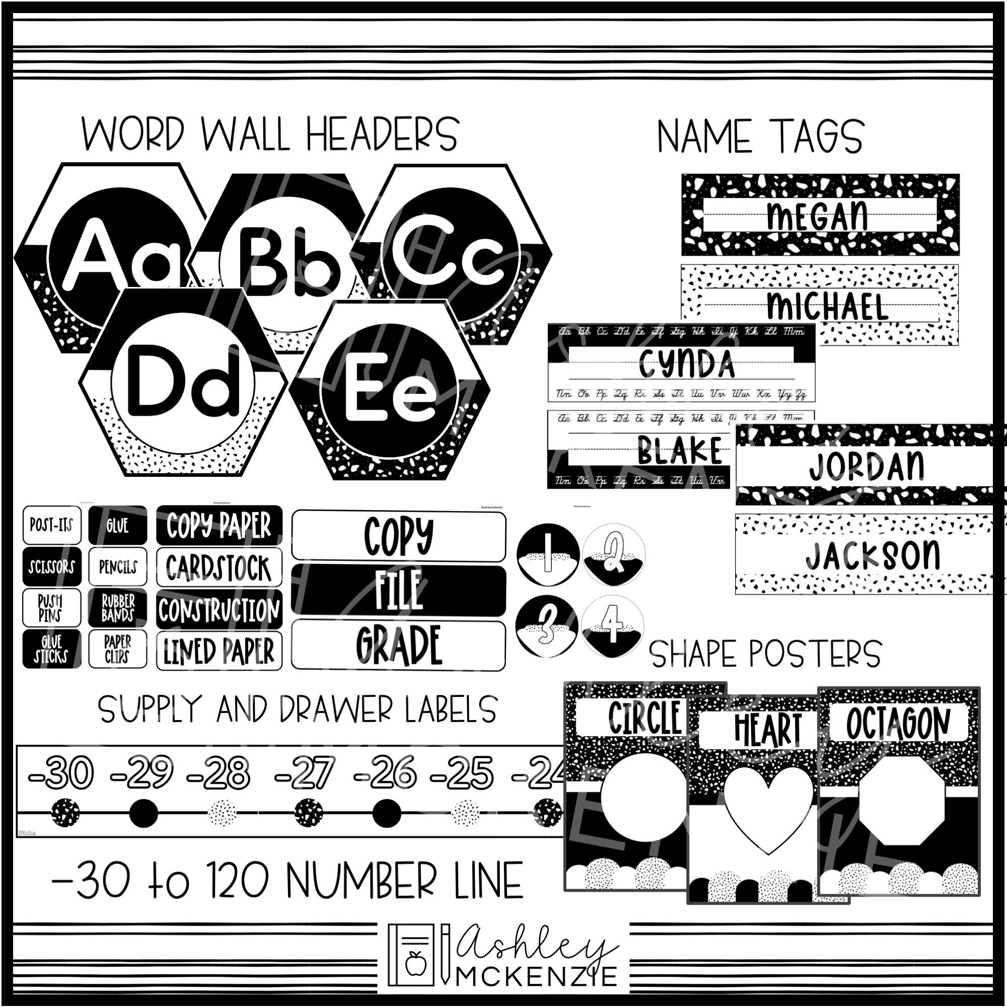 Black and White Classroom Decor Bundle Neutral Classroom Theme Back to ...