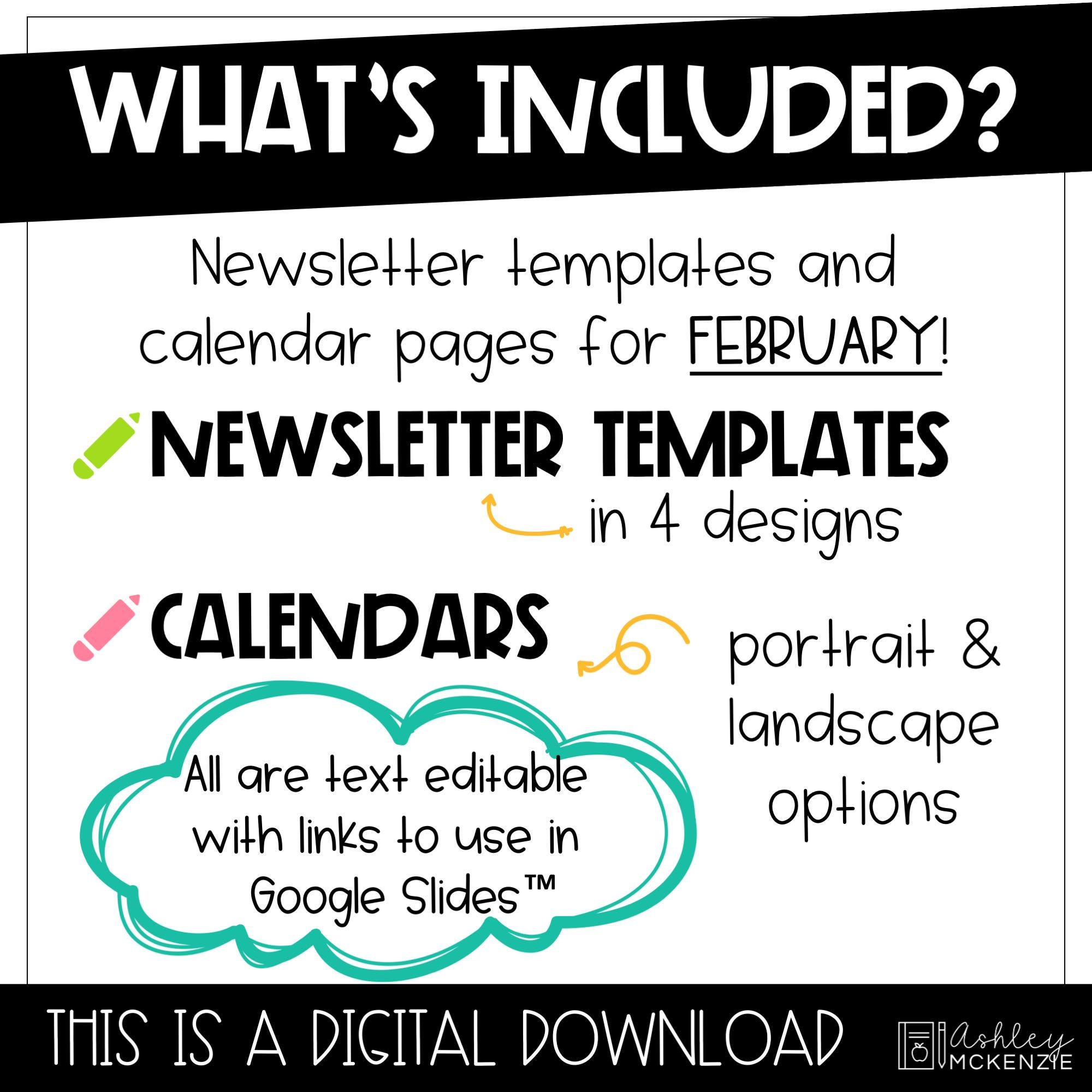 February Newsletter Template Editable Valentines Newsletter and Monthly ...