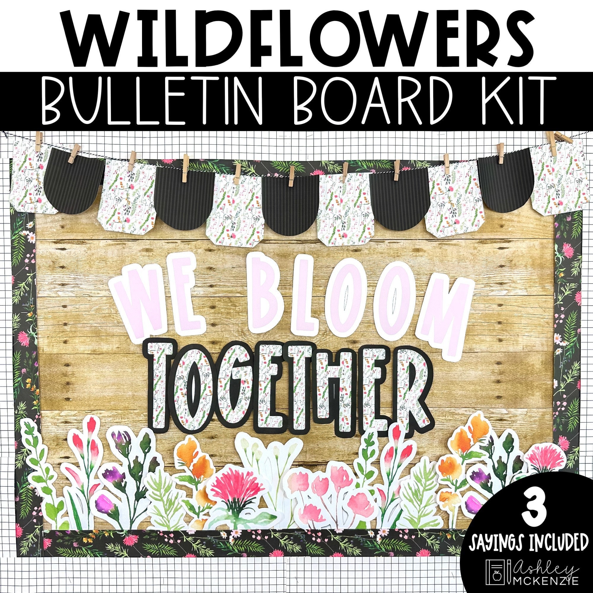 Wildflower Bulletin Board Letters, Lettering