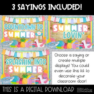 End of Year Bulletin Board Kit, Countdown to Summer, Easy Seasonal Classroom Decorations, Summer Splash Theme imagem 2