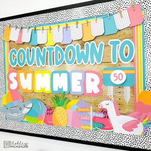 End of Year Bulletin Board Kit, Countdown to Summer, Easy Seasonal Classroom Decorations, Summer Splash Theme imagem 4