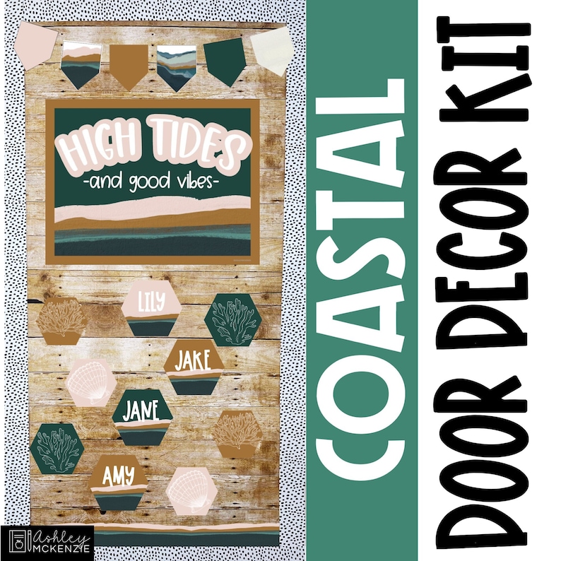 Modern Coastal Classroom Door Decor Kit Back to School Easy Etsy