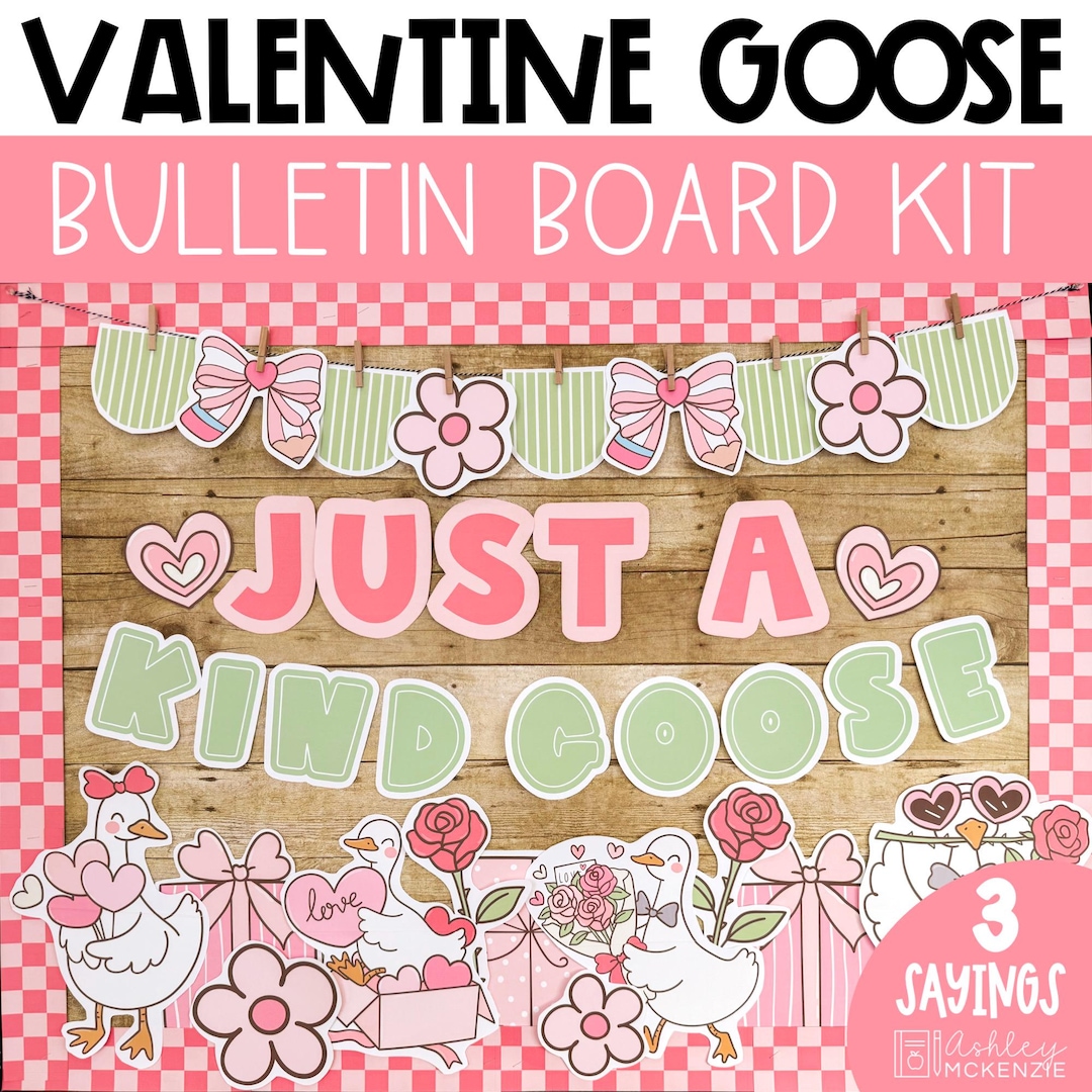 Valentines Day Bulletin Board February Door Decor Valentine Goose ...