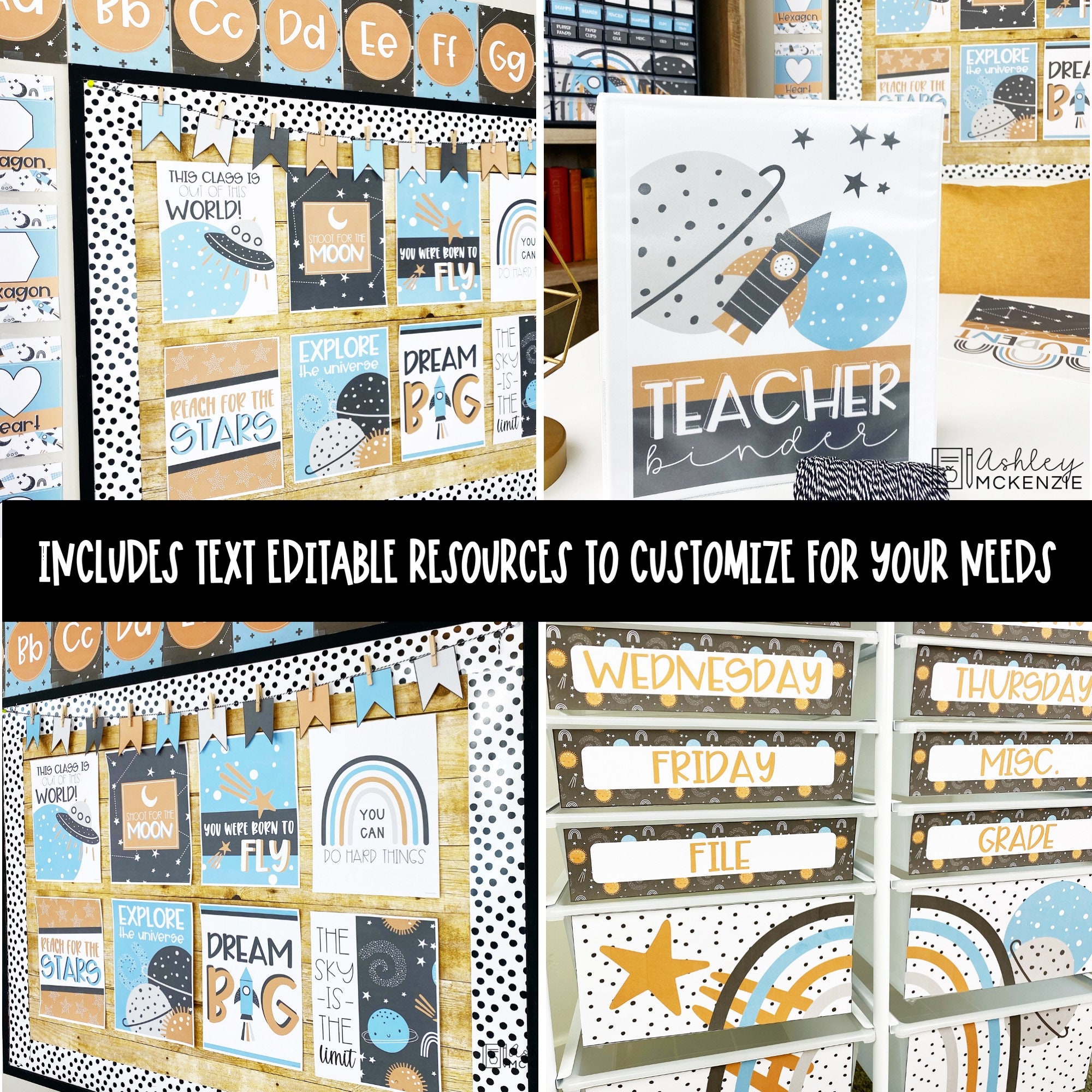 Space Classroom Decor Bundle Back to School Classroom Decorations Calm ...