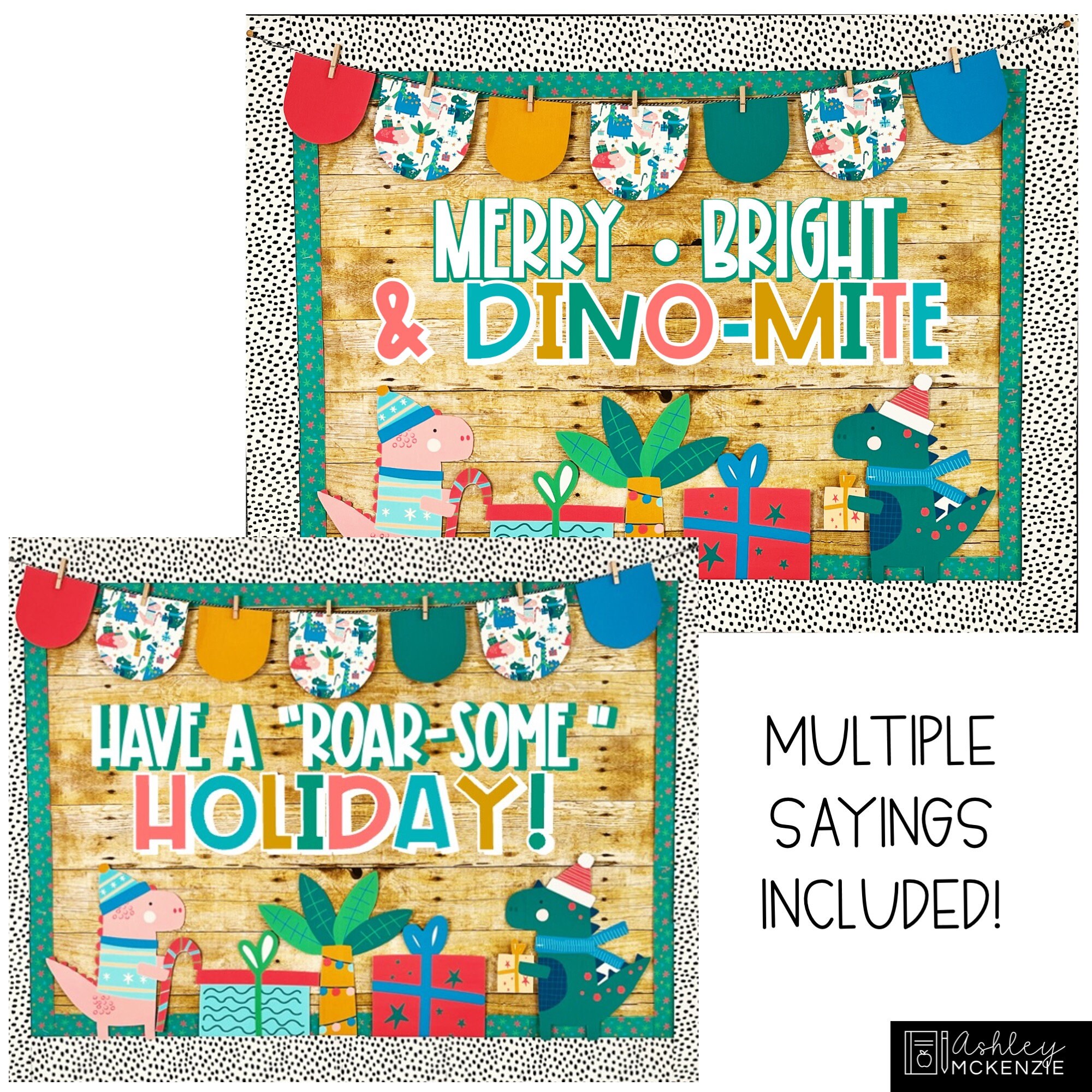 Dinosaur Christmas Bulletin Board Kit December Classroom Decorations - Etsy