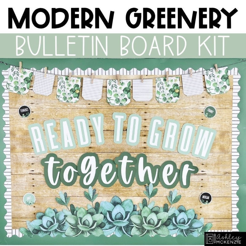 Modern Greenery Back to School Bulletin Board Kit Nature Inspired Door Decor Calm Classroom Decorations Botanical Theme