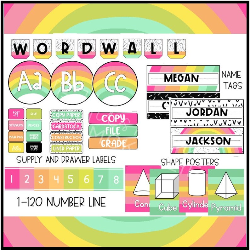 Rainbow Brights Classroom Decor Bundle, Bright Class Theme, Easy and ...
