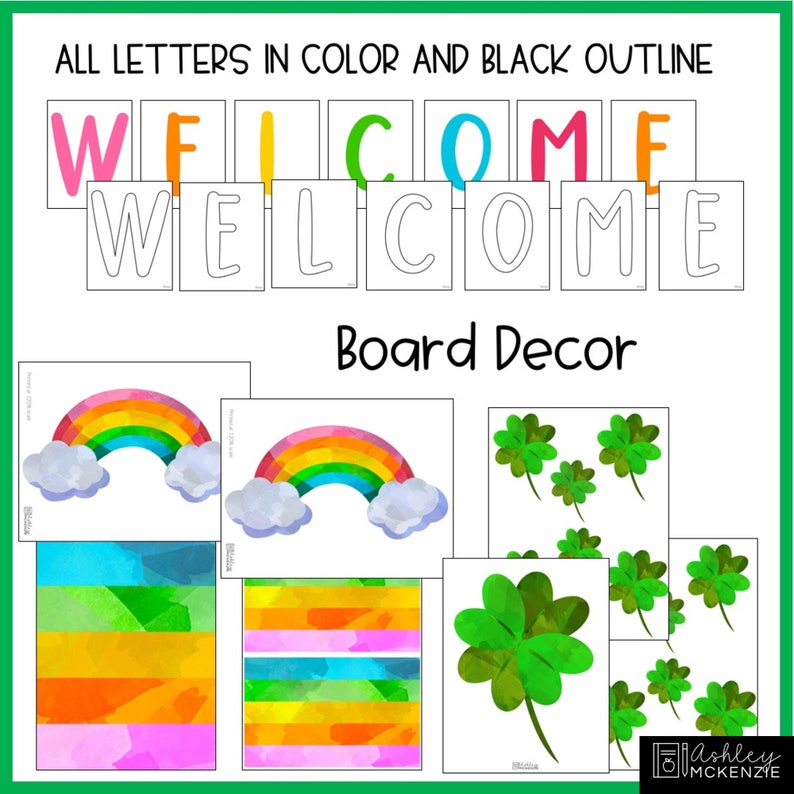 St. Patrick's Day Rainbows Theme Bulletin Board or Classroom Door Decor ...