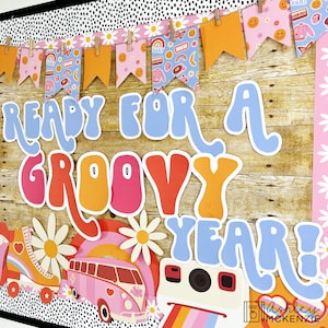 Retro Style Back to School Bulletin Board 1970s Theme Elementary Classroom Teacher Decorations Preschool Bulletin Board Ideas Kindergarten
