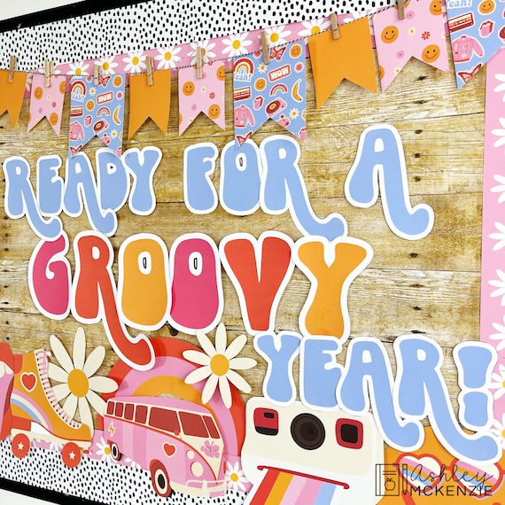 Retro Style Back to School Bulletin Board 1970s Theme Elementary Classroom Teacher Decorations Preschool Bulletin Board Ideas Kindergarten