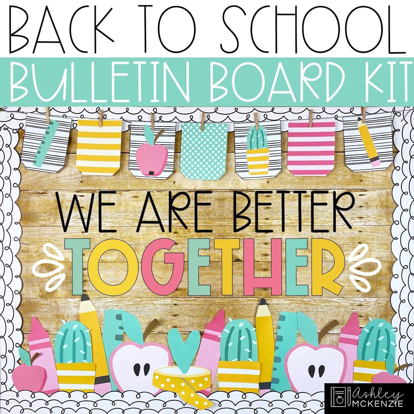 School Supplies Back to School Bulletin Board Bright Classroom Door ...