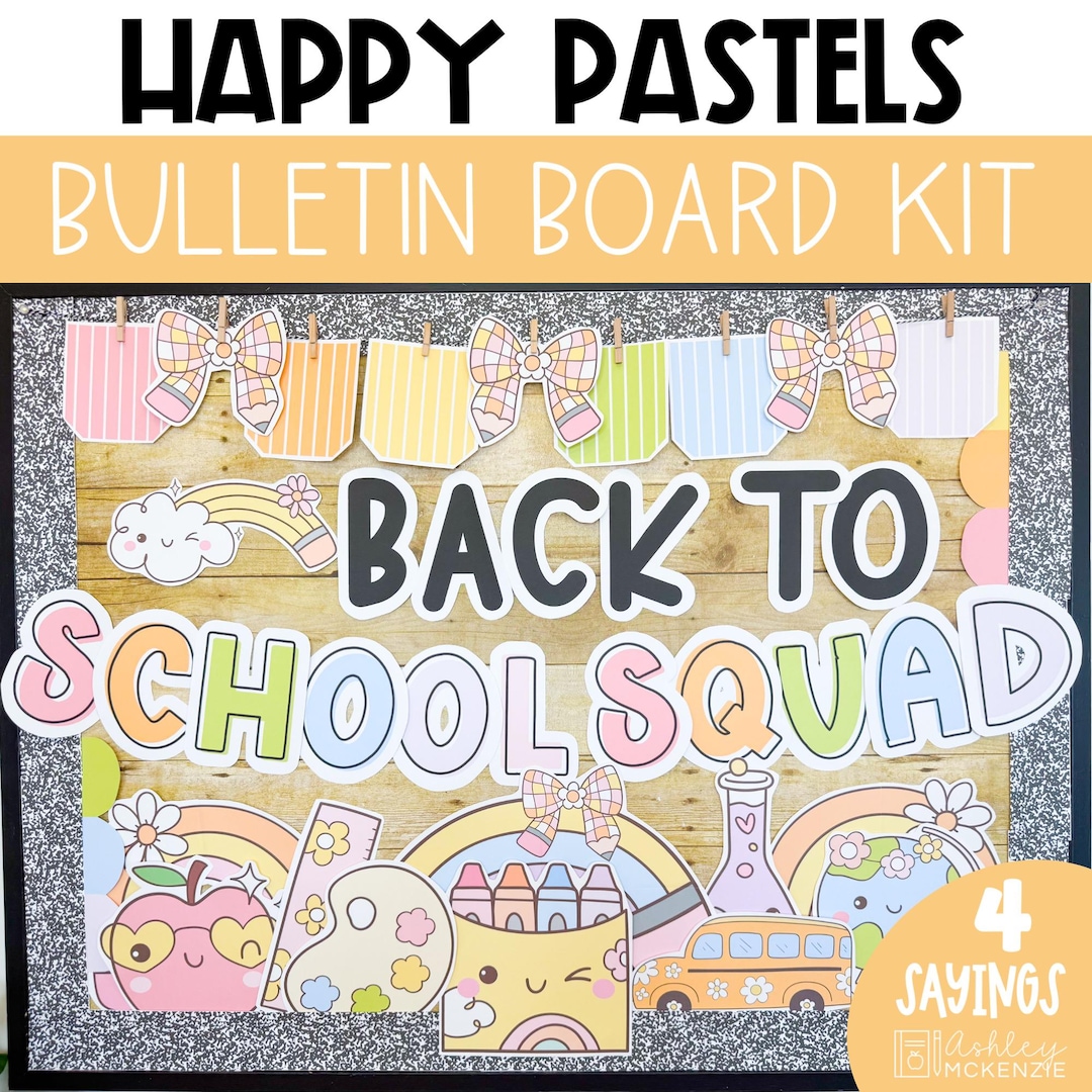 Happy Pastel Back to School Bulletin Board Pastel Classroom Door Decor ...