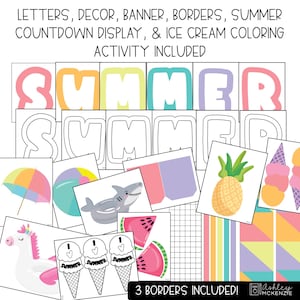 End of Year Bulletin Board Kit, Countdown to Summer, Easy Seasonal Classroom Decorations, Summer Splash Theme imagem 3