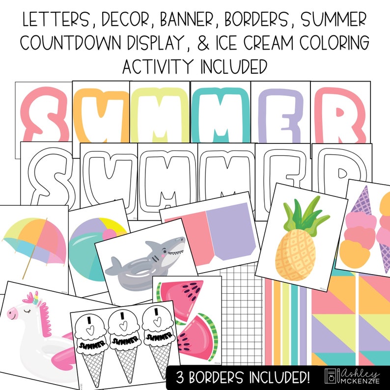 End of Year Bulletin Board Kit, Countdown to Summer, Easy Seasonal Classroom Decorations, Summer Splash Theme imagem 3