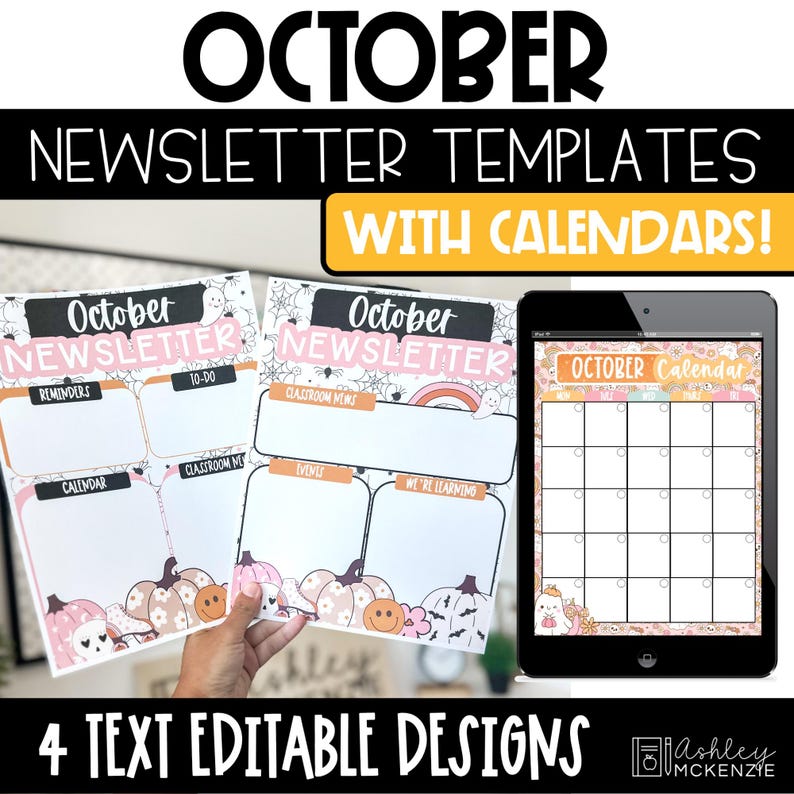 October Newsletter Template Canva Editable Halloween Newsletter ...