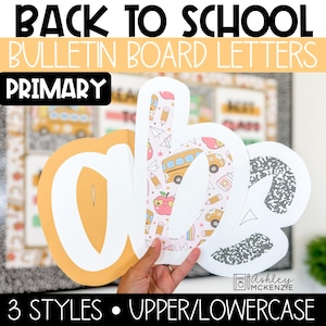Lettere per bacheca "Pronti per tornare a scuola" - Font primario - Lettere per bacheca stampabili - Idee per bacheche di agosto
