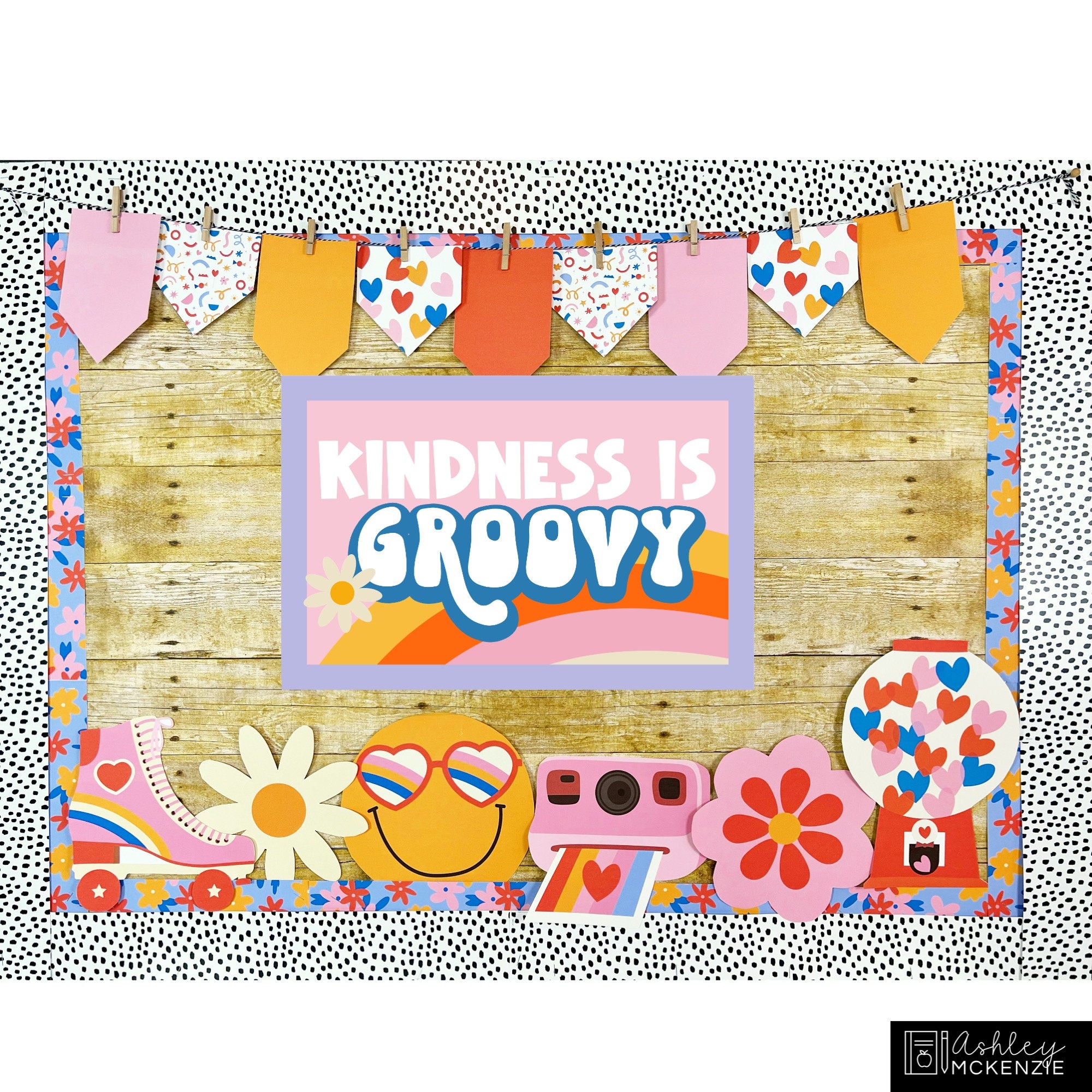 Valentine's Day Bulletin Board Kit, February Door Decor, Retro Style ...