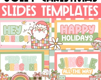 Holly Jolly Christmas Slide Templates, Winter Morning Slides, December Daily Slides, compatible with Google Slides and PowerPoint