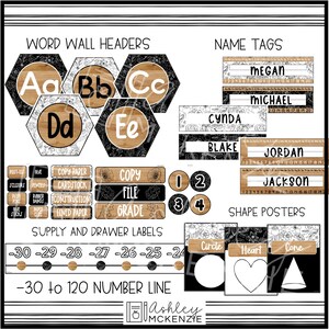 Floral Black and White Classroom Decor Bundle Neutral Wildflowers Theme ...