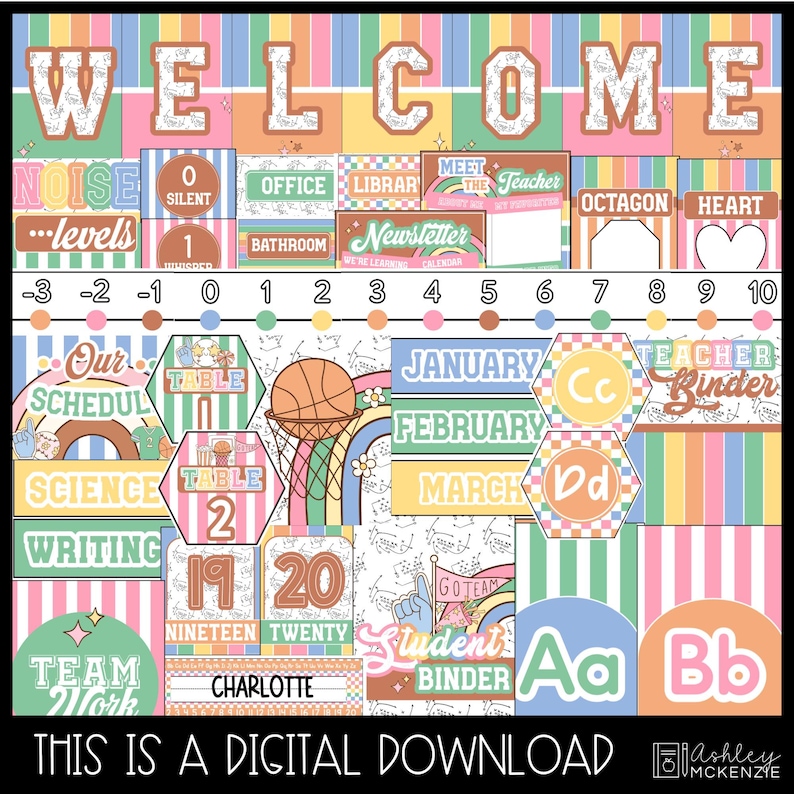 Sports Theme Classroom Decor Bundle Editable Bright Colors Classroom ...