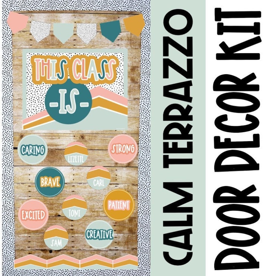 Calm Terrazzo Classroom Door Decor Kit Back to School Easy Etsy