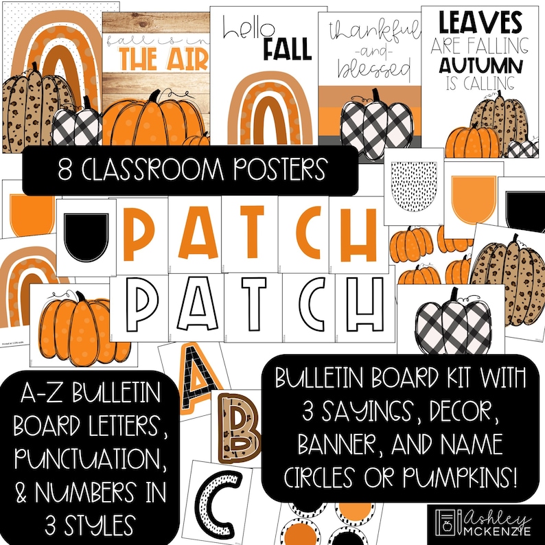 Fall Pumpkins Classroom Decor Bulletin Board Kit Classroom - Etsy