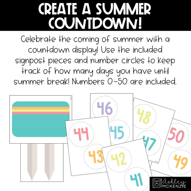 End of Year Bulletin Board Kit, Countdown to Summer, Easy Seasonal Classroom Decorations, Summer Splash Theme imagem 6