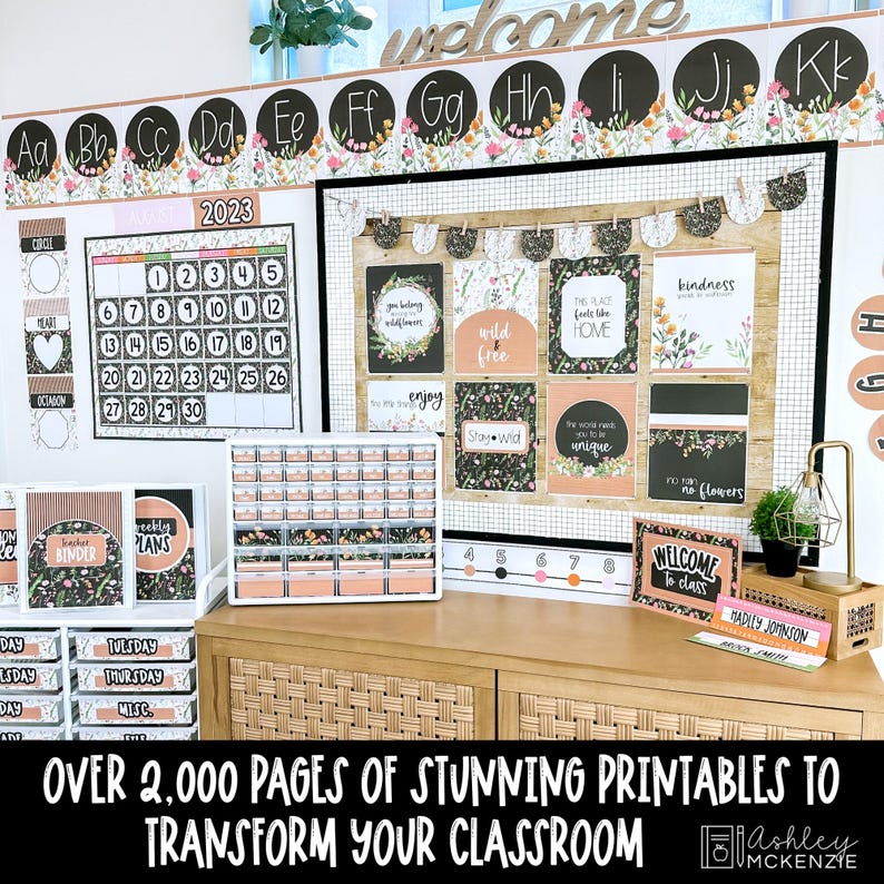 Wildflower Classroom Decor Bundle Elementary Classroom Theme Editable Back to School Classroom Decor Calm Bulletin Board Decor image 4