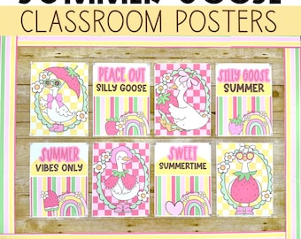 May Bulletin Board Summer Goose End of Year Posters Summer Bulletin Board Borders Text Editable Posters June Door Decor Signs