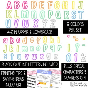 Solid Color Schemes Primary Font A-Z Bulletin Board Letters Bundle ...