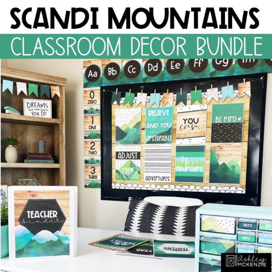Scandi Mountains Classroom Decor Bundle, Easy and Modern Classroom