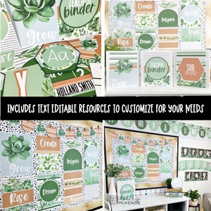 Modern Greenery Themed Classroom Decor Bundle, Editable Calm Colors ...