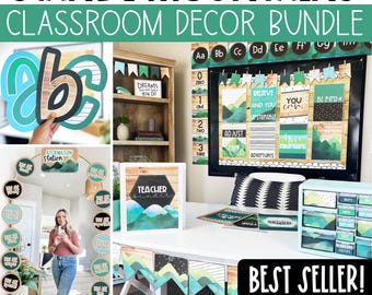 Scandi Mountains Classroom Decor Bundle Modern Back to School Bulletin Board Ideas Calming Classroom Decorations Mountain Theme Classroom