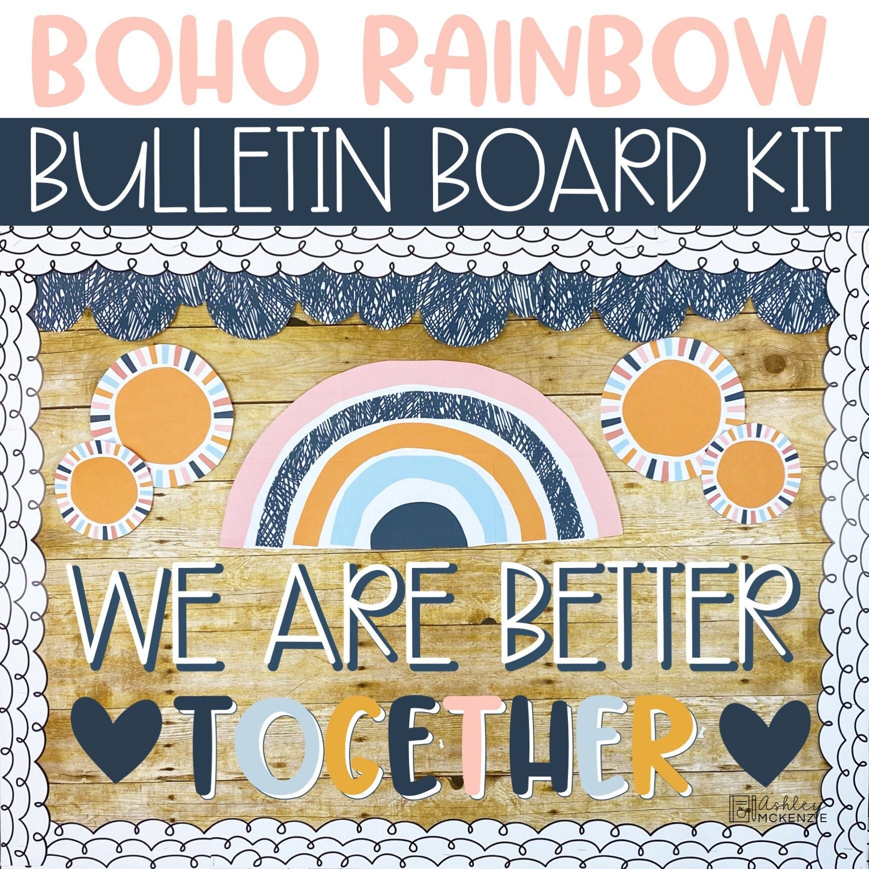 Boho Rainbow Back to School Bulletin Board or Classroom Door Decor ...