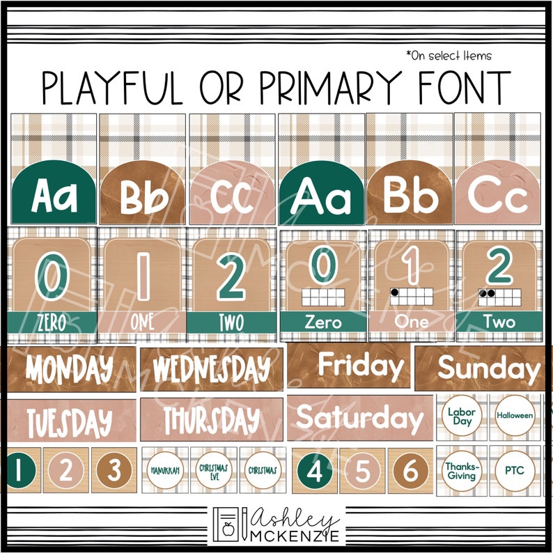 Modern Plaid Themed Classroom Decor Bundle, Editable Classroom Decor ...