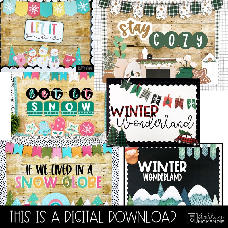 Winter Bulletin Board Kits Bundle Seasonal Classroom Decor Etsy