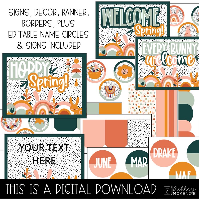 Spring Classroom Door Decor Kit, Hoppy Spring Theme, Easy Seasonal ...