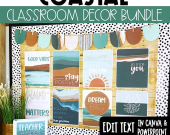 Calm Coastal Classroom Decor Theme Calming Classroom Decor Bundle Elementary Back to School Bulletin Board Ideas Ocean Classroom Decor